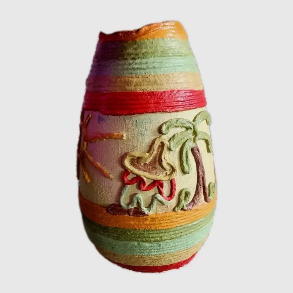 Mexican Hand Made Pottery Folk Art vase Southwest Arizona Style Vase Holland Co